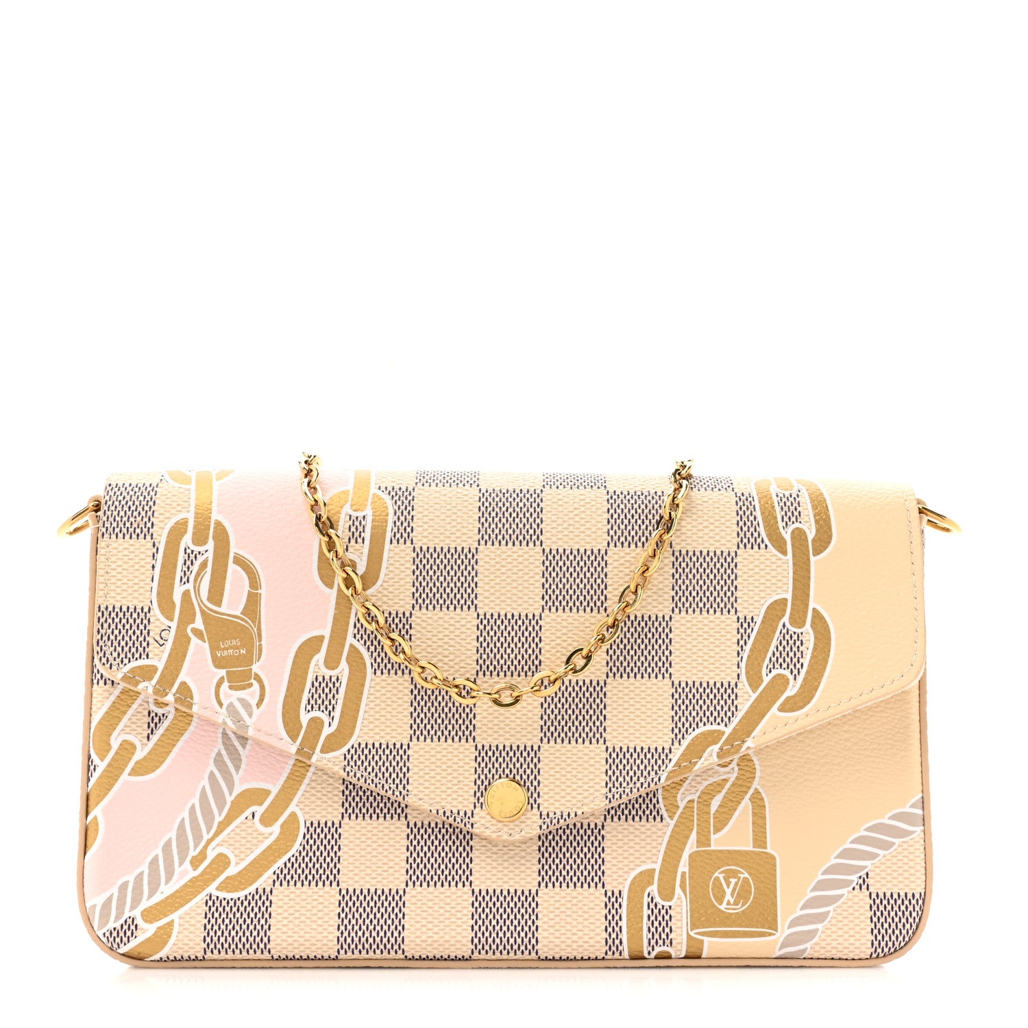 Louis Vuitton Damier Azur Nautical Pochette Felicie Chain Wallet 1 of 10