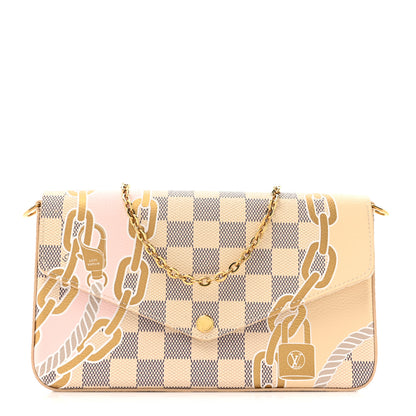Louis Vuitton Damier Azur Nautical Pochette Felicie Chain Wallet 1 of 10
