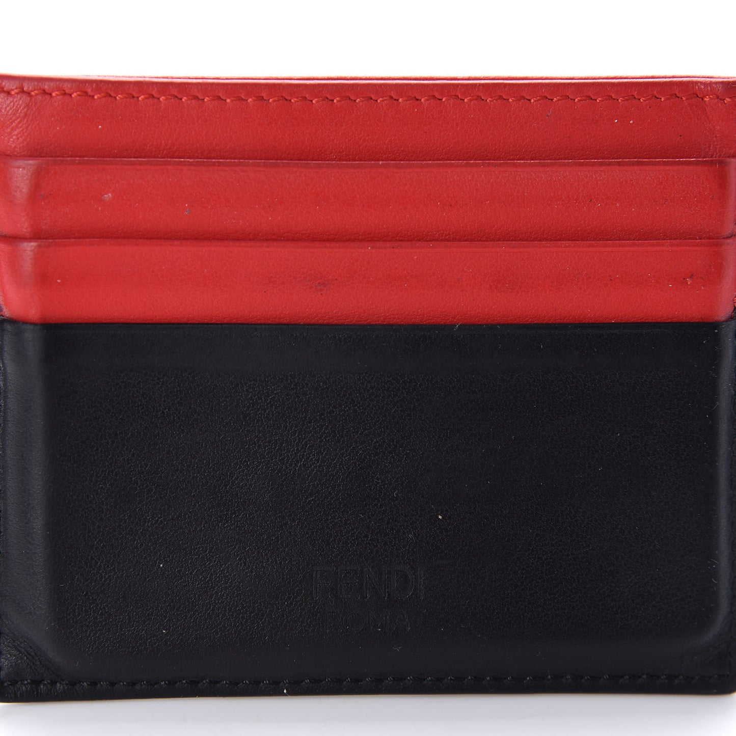 Vitello Century Monster Eyes Inlay Card Holder Black Giallo Rosso