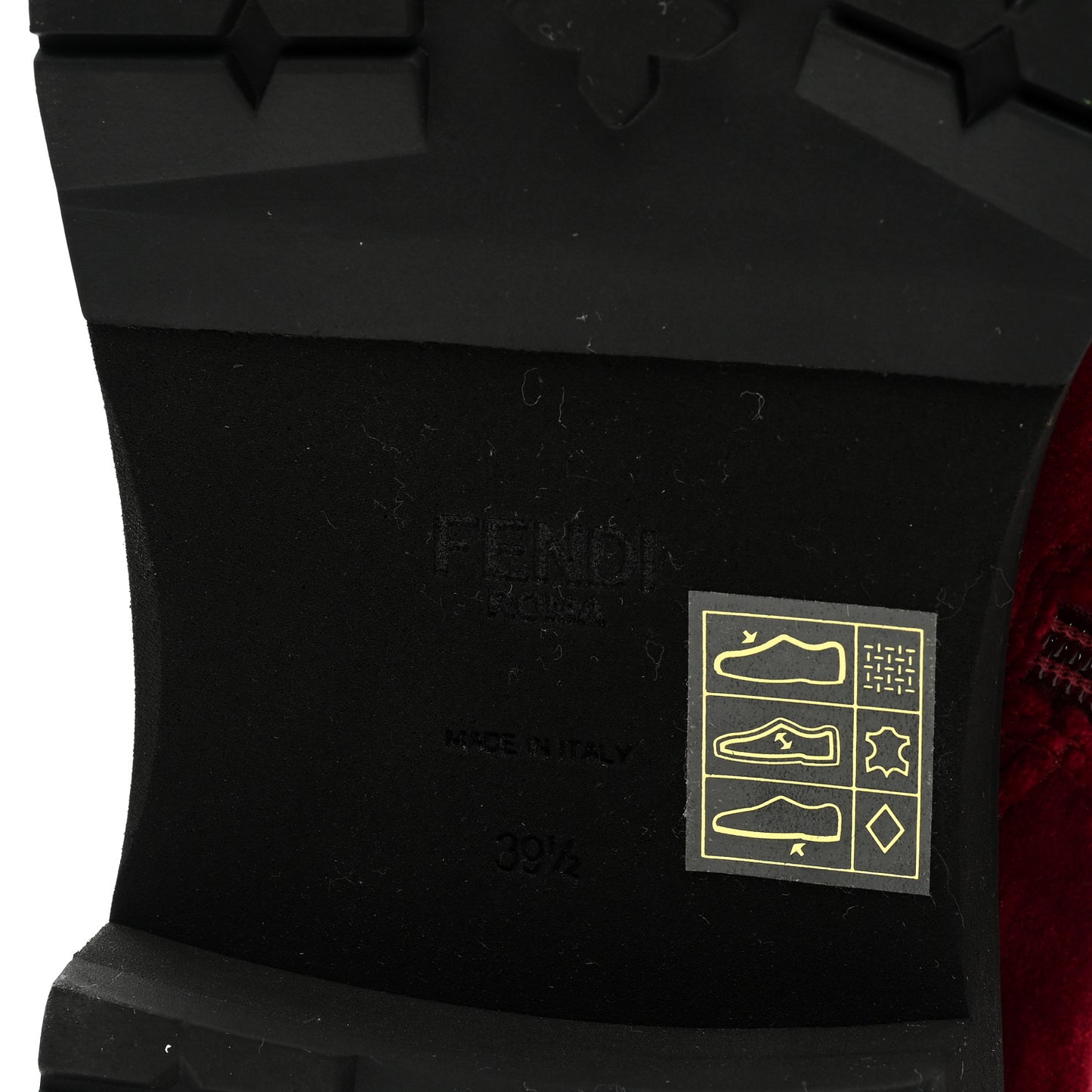 Velvet Studded FF Combat Boots 39.5 Bordeaux