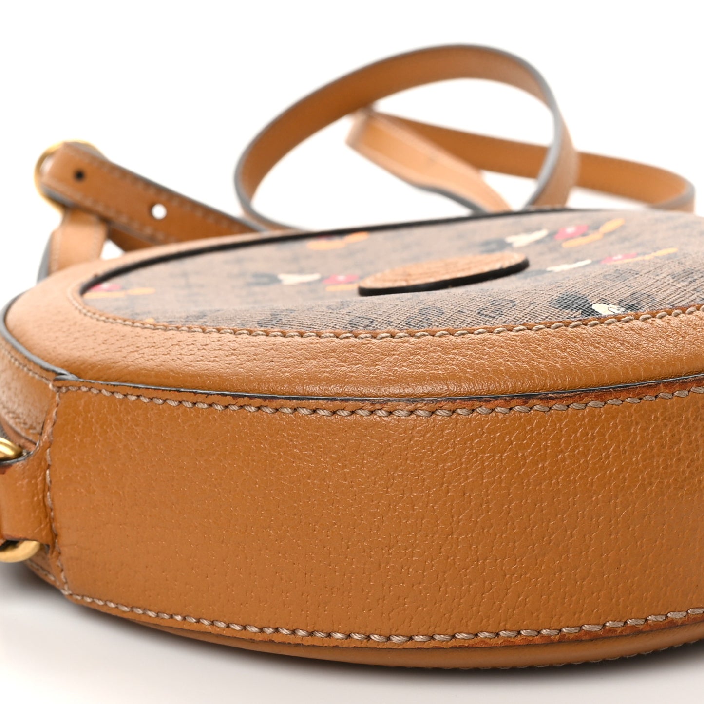 X DISNEY Mini Vintage GG Supreme Monogram Mickey Mouse Round Shoulder Bag Beige Vintage Sun Oil