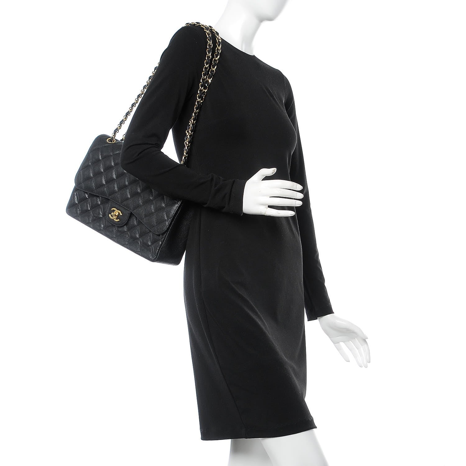 Chanel Caviar Quilted Jumbo Double Flap Black 2 of 9
