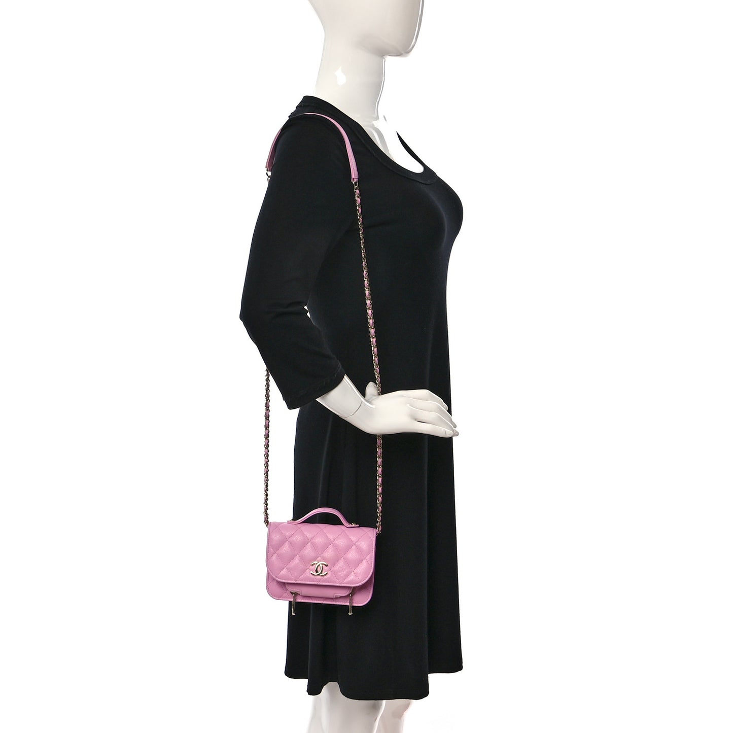 Caviar Quilted Business Affinity Clutch With Chain Flap Lilac