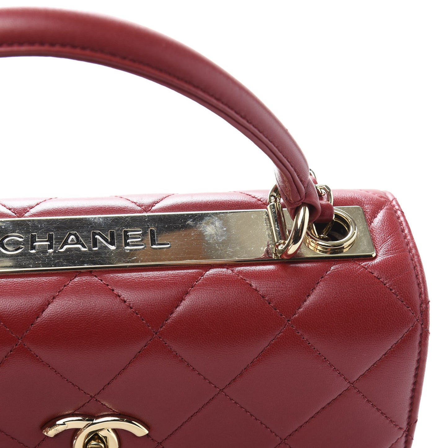 Lambskin Quilted Small Trendy CC Flap Dual Handle Bag Red