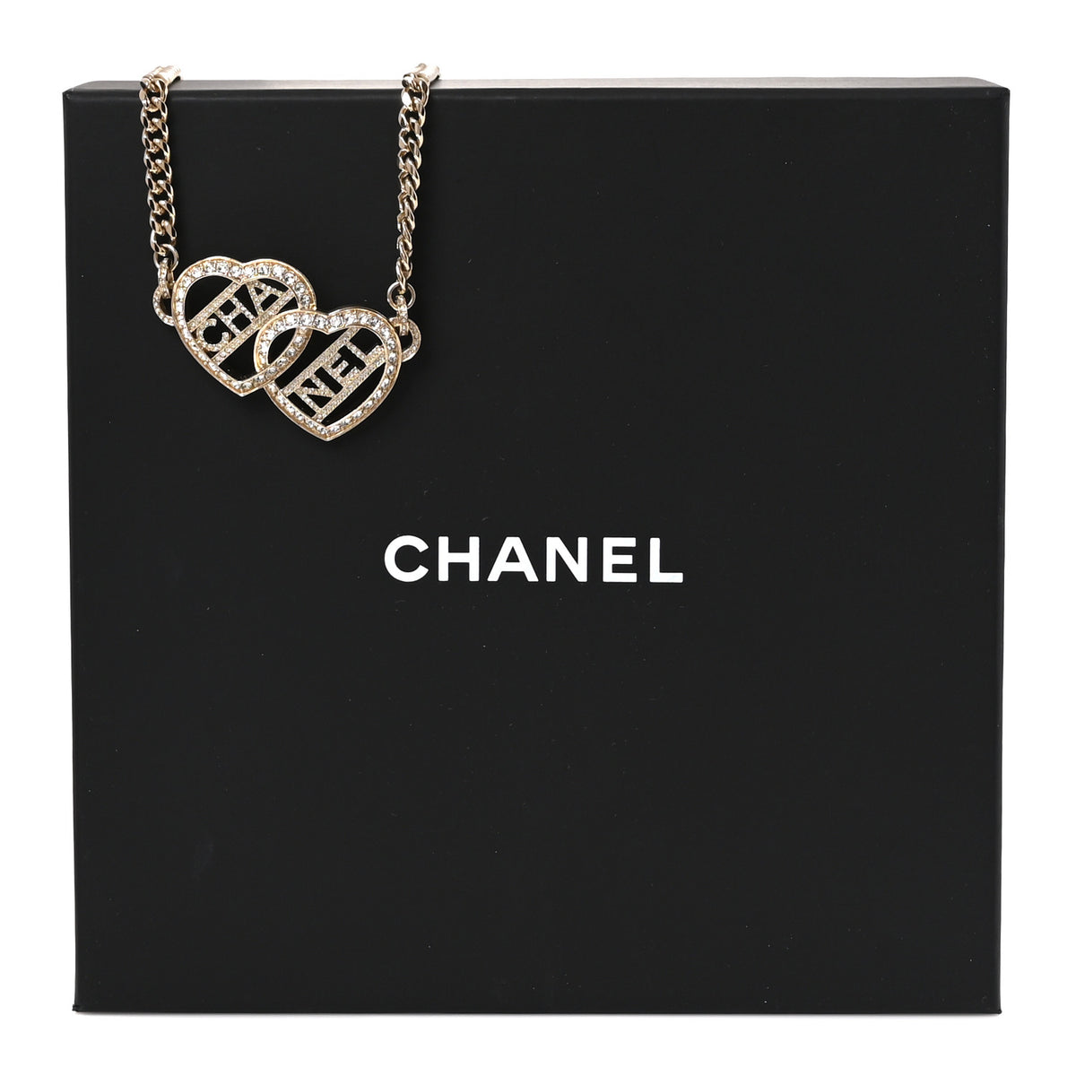 Crystal Logo Heart Choker Gold