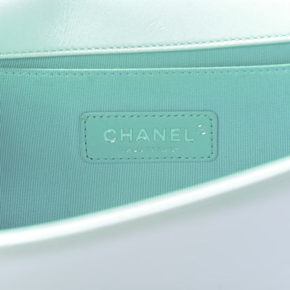 Chanel Iridescent Lambskin Chevron Quilted Medium Boy Flap Turquoise 7 of 9