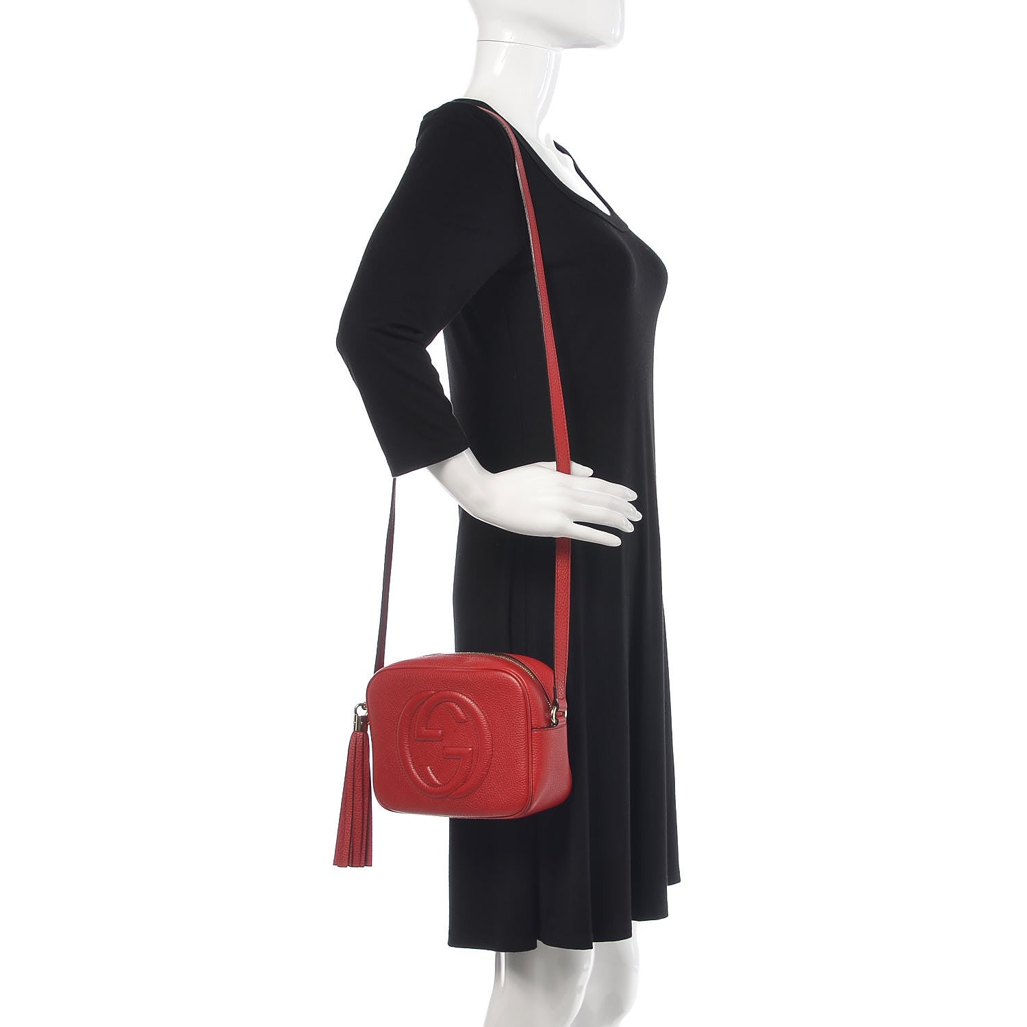 Gucci Pebbled Calfskin Small Soho Disco Bag Tabasco Red 2 of 16