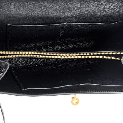 Hermes Shiny Alligator Kelly Wallet To Go Black 7 of 10