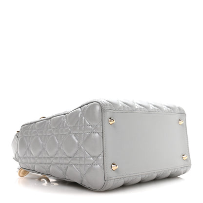 Christian Dior Pearly Lambskin Cannage Medium Lady Dior Grey 4 of 10