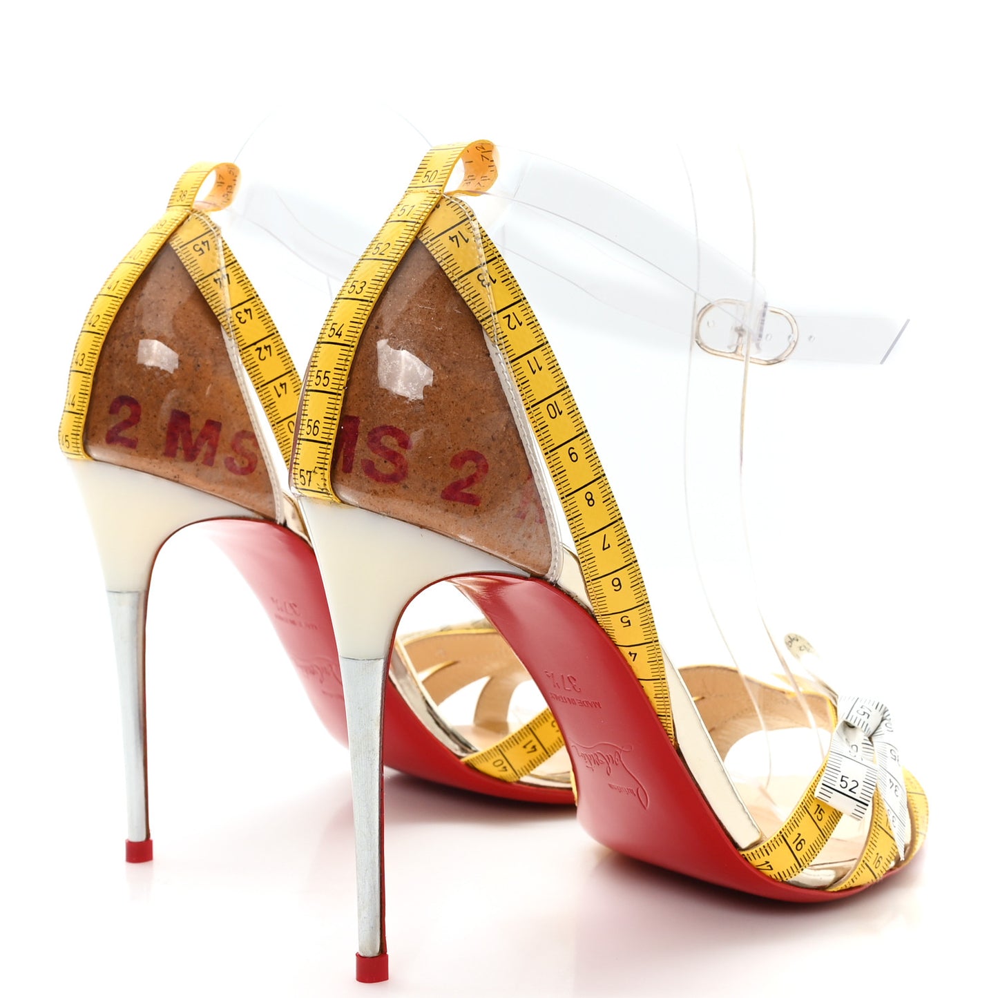 PVC Patent Ruban Calfskin Metricathy 100 Sandal Pumps 37.5 Transparent Yellow