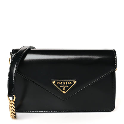 Prada Vitello Envelope Flap Chain Crossbody Bag Black 1 of 8