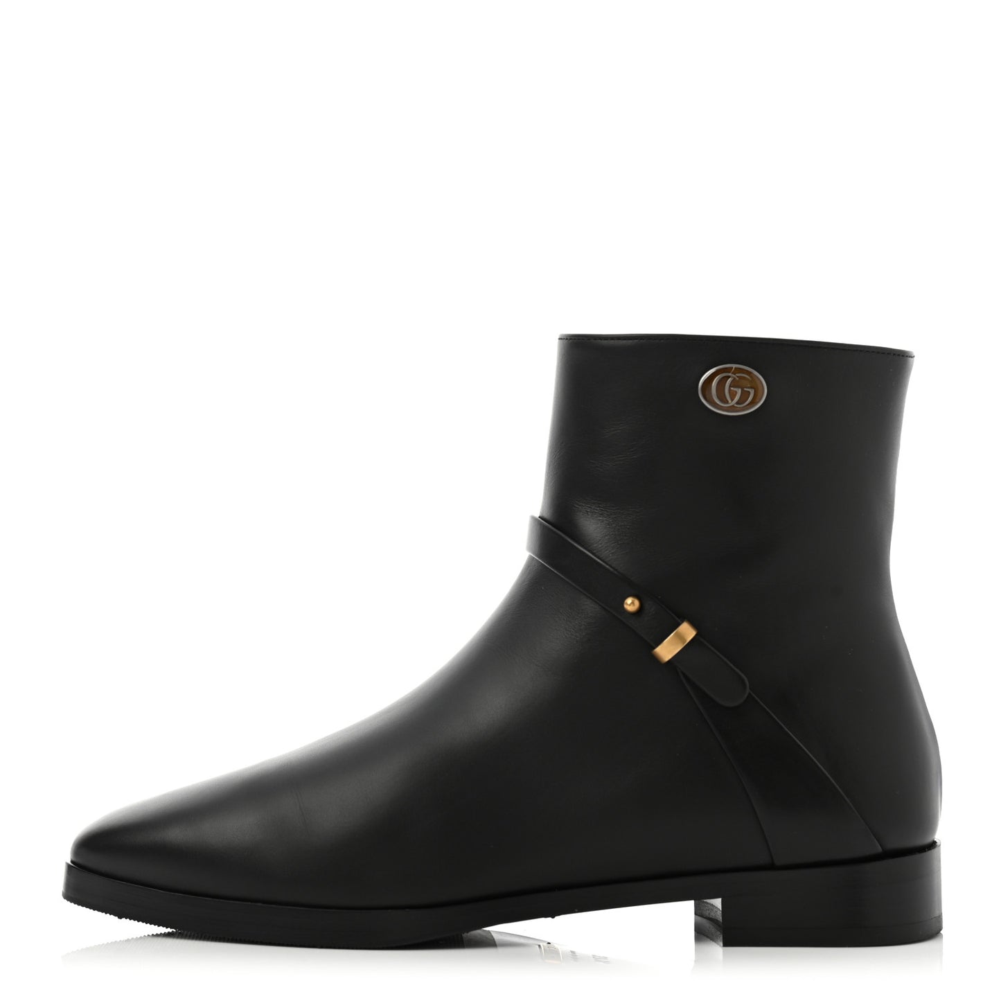 Calfskin Womens GG Ankle Boots 37.5 Black