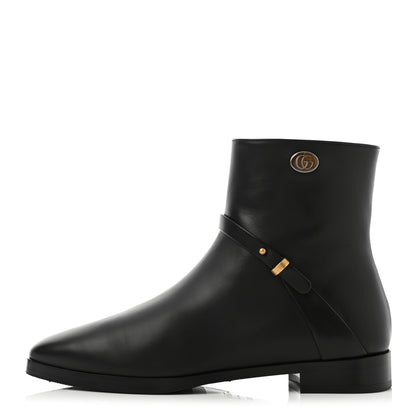 Gucci Calfskin Womens GG Ankle Boots 37.5 Black 1 of 8