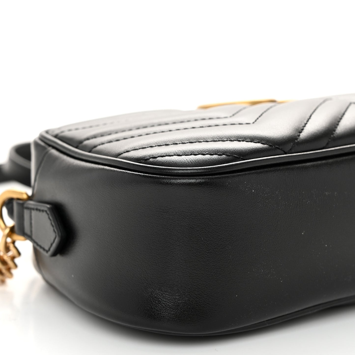 Calfskin Matelasse Small GG Marmont Chain Shoulder Bag Black