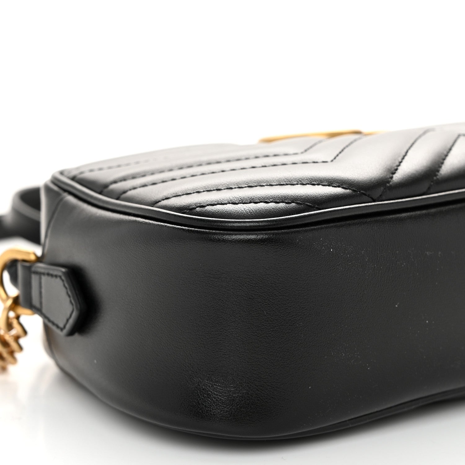 Gucci Calfskin Matelasse Small GG Marmont Chain Shoulder Bag Black 9 of 10