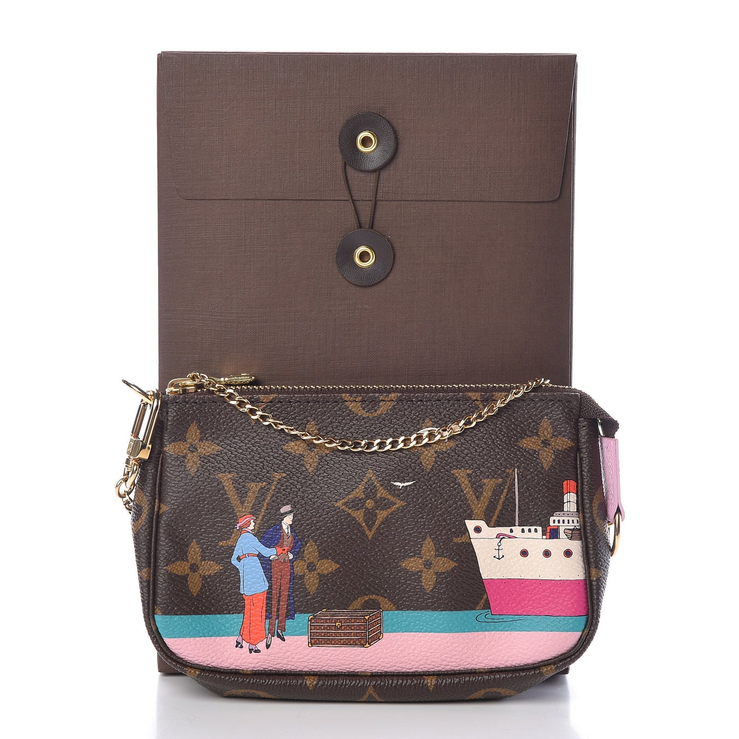 Monogram 2016 Christmas Animation Mini Pochette Accessories Rose Ballerine