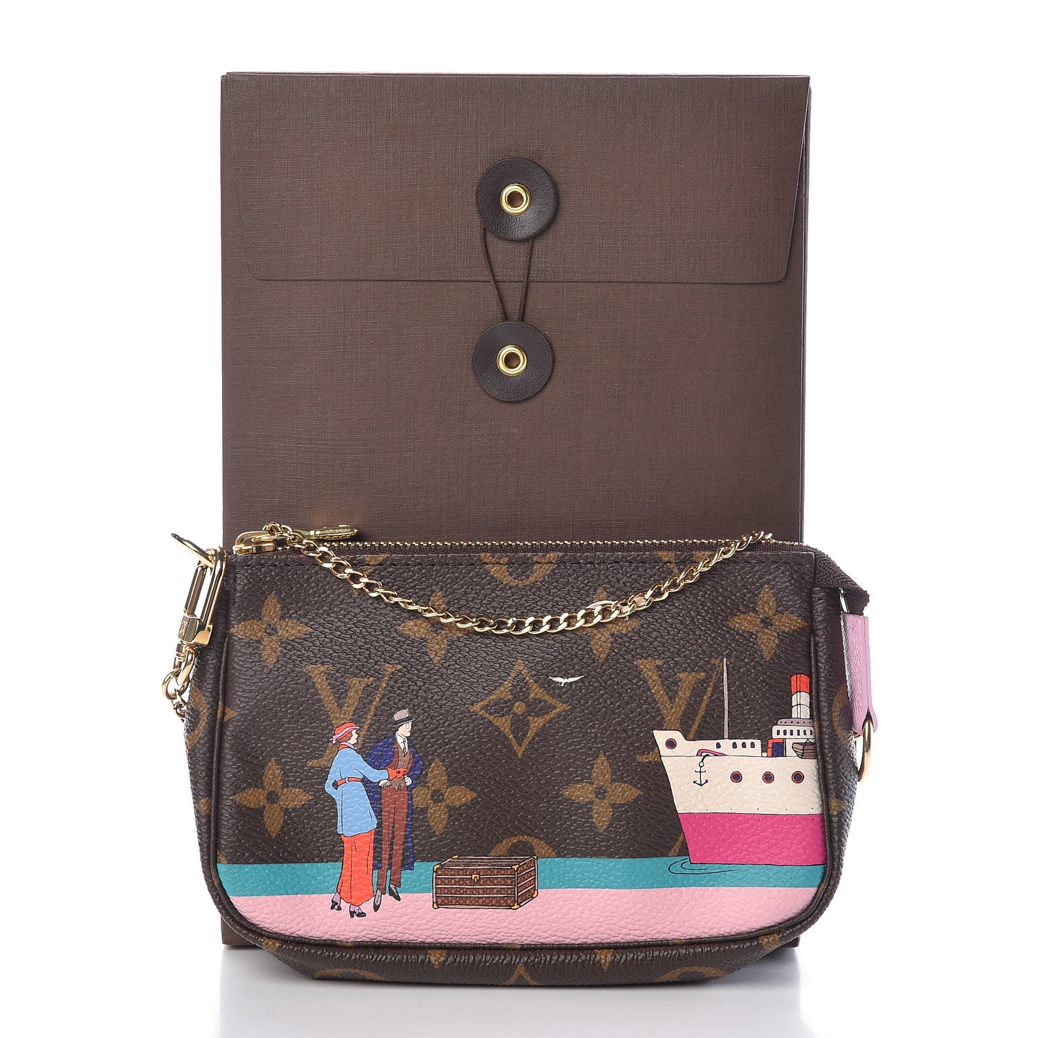 Louis Vuitton Monogram 2016 Christmas Animation Mini Pochette Accessories Rose Ballerine 8 of 8