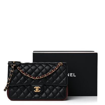 Chanel Calfskin Quilted Strap Into Flap Bag Black Brown 13 of 13