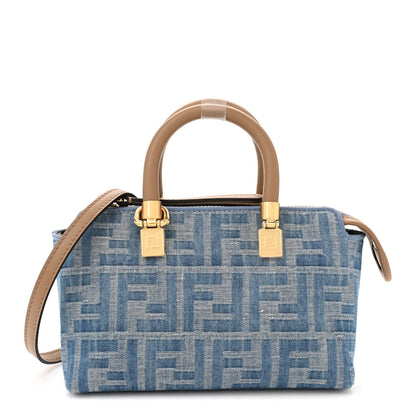 Fendi Denim Vitello King FF Mini By The Way Top Handle Boston Bag Tortora Nuvola 1 of 10