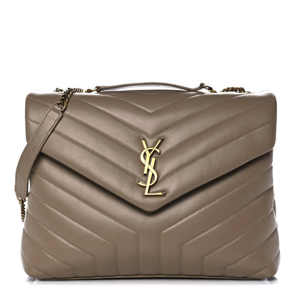 Saint Laurent Calfskin Y Quilted Monogram Medium Loulou Chain Satchel Taupe 1 of 10