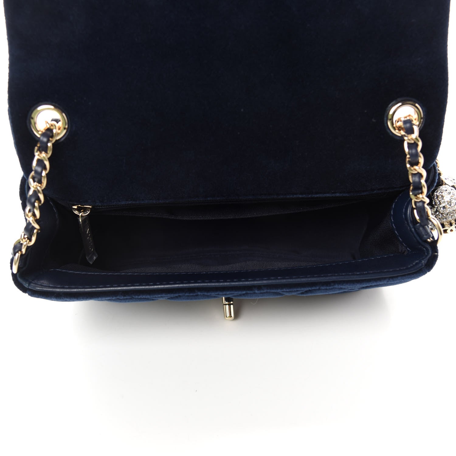 Chanel Velvet Quilted Mini Rectangular Pearl Crush Flap Navy 5 of 11