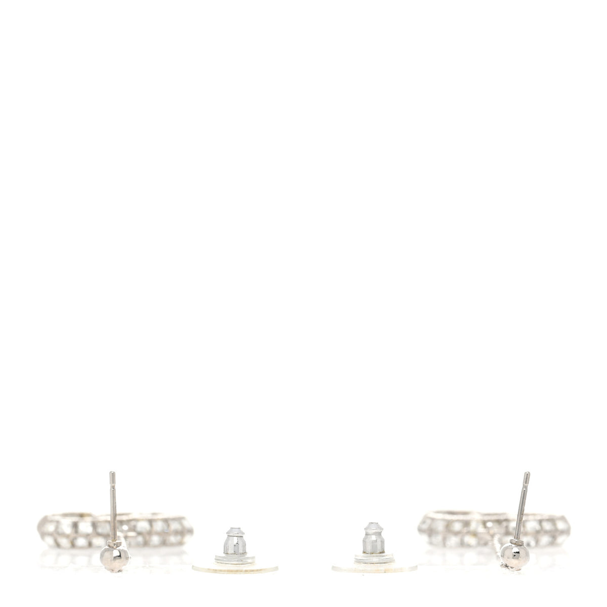 Baguette Crystal CC Drop Earrings Silver