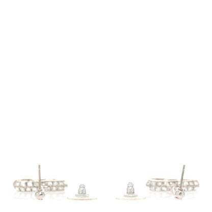 Chanel Baguette Crystal CC Drop Earrings Silver 3 of 4