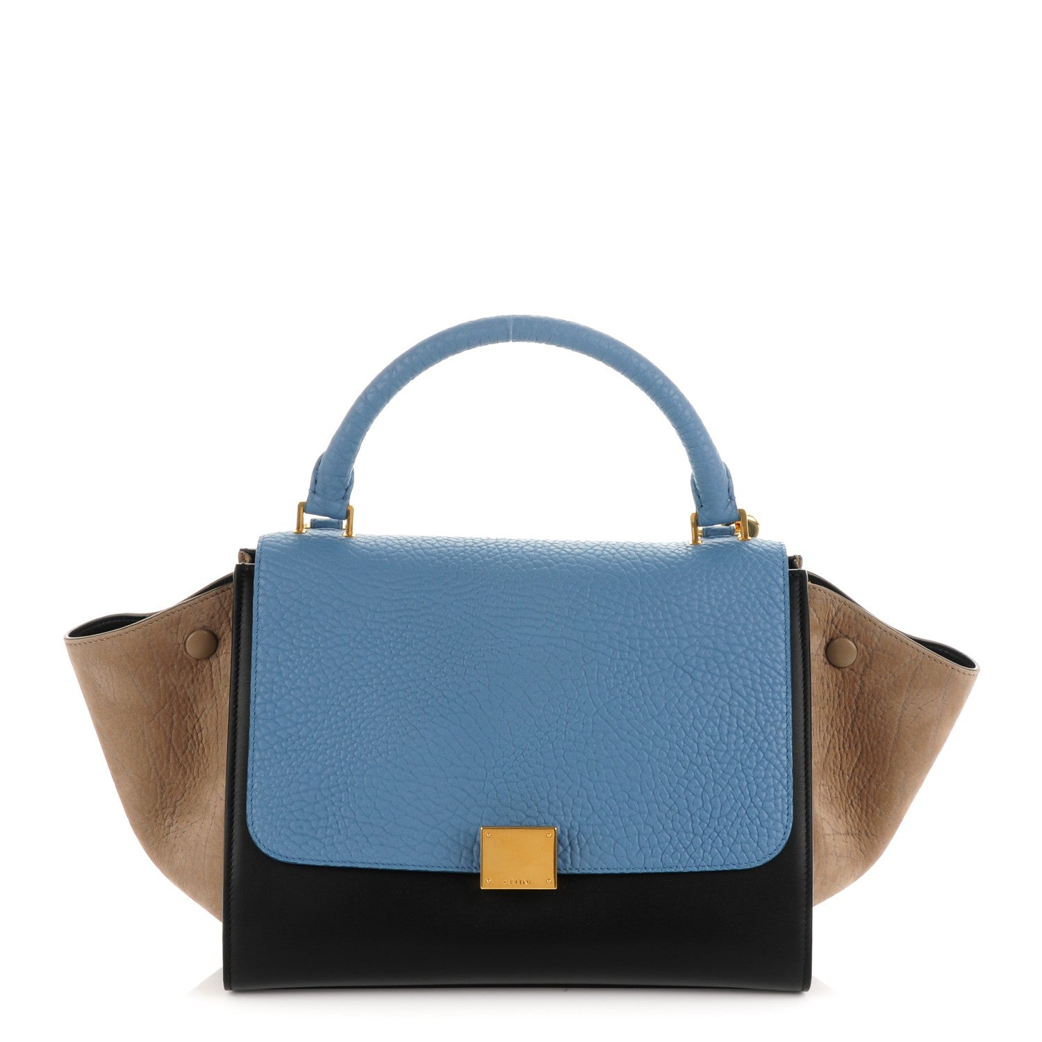 Celine Bullhide Calfskin Grained Nubuck Small Tri-Color Trapeze Medium Blue 1 of 7