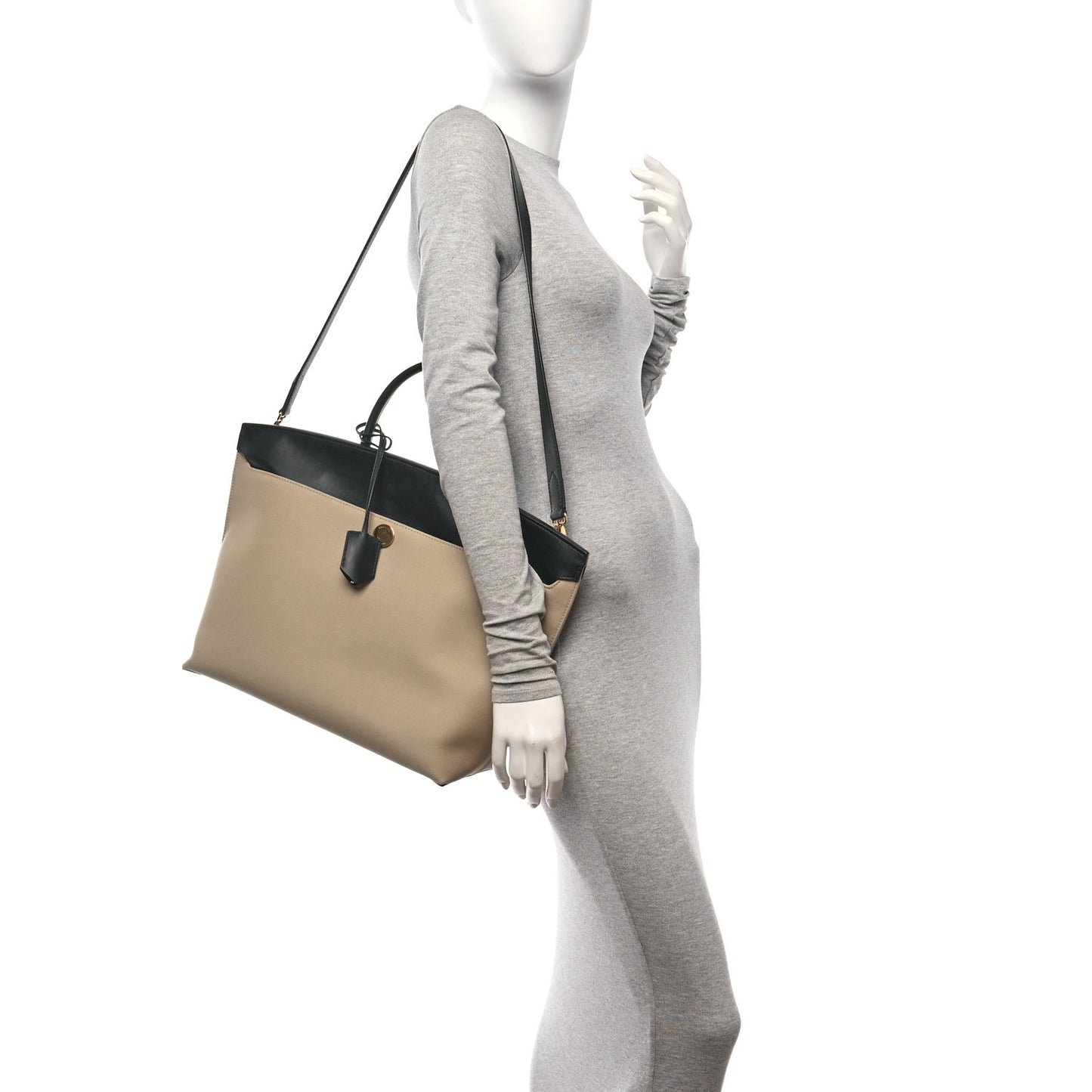 Calfskin Medium Society Tote Black Honey
