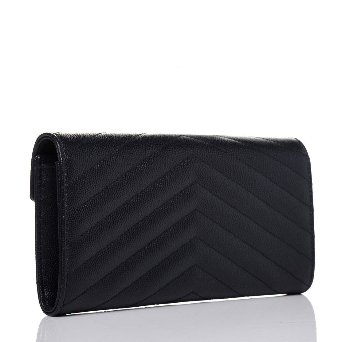 Grain De Poudre Matelasse Chevron Monogram Flap Wallet Deep Marine