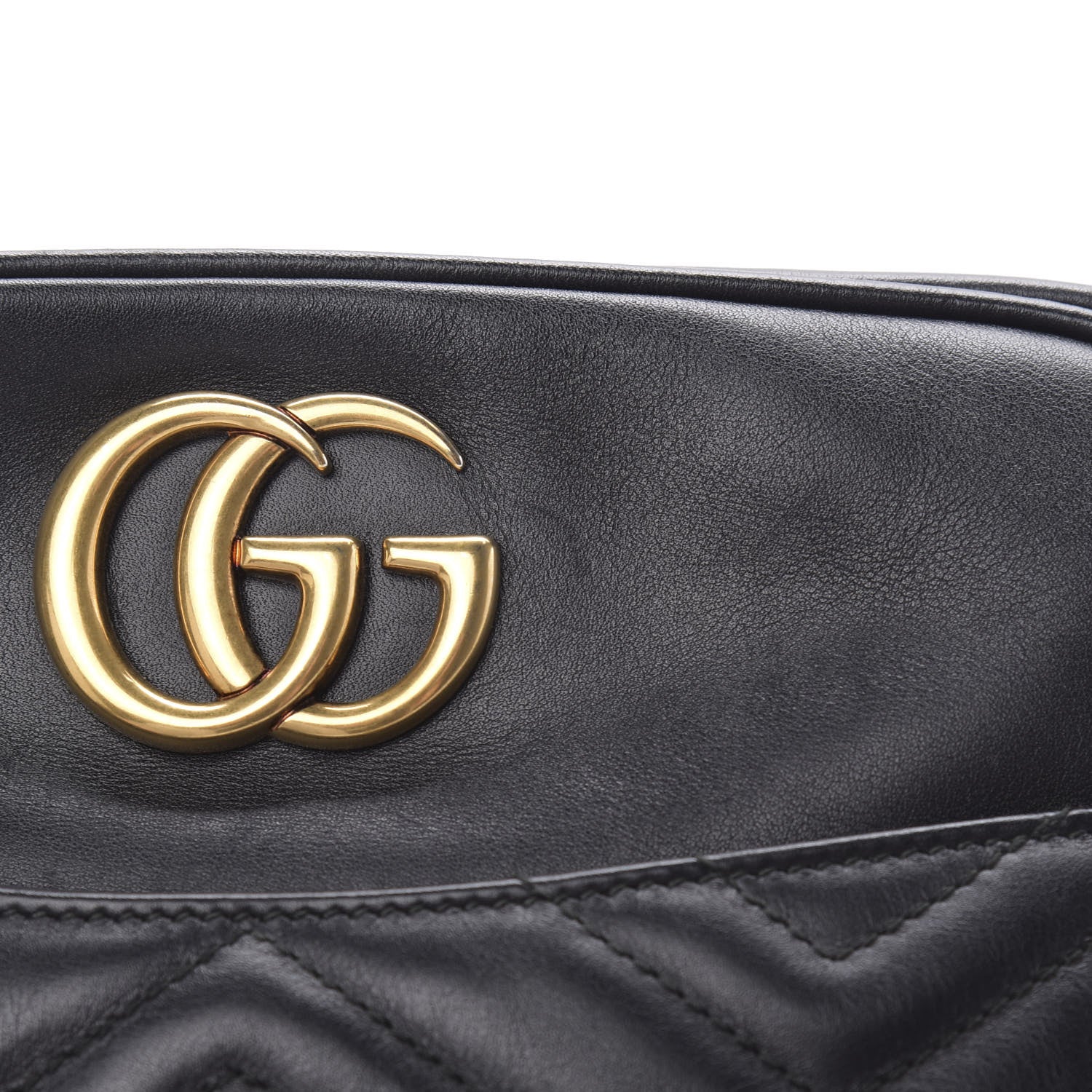 Gucci Calfskin Matelasse Medium GG Marmont Chain Shoulder Bag Black 11 of 14