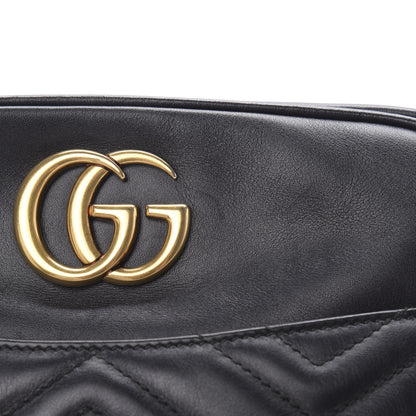 Gucci Calfskin Matelasse Medium GG Marmont Chain Shoulder Bag Black 11 of 14