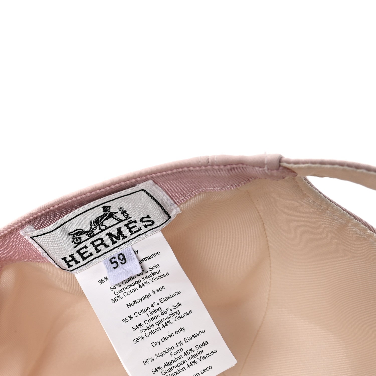 Hermes Cotton Twill Serena Nautic Cap 59 Rose Sepia 1775592