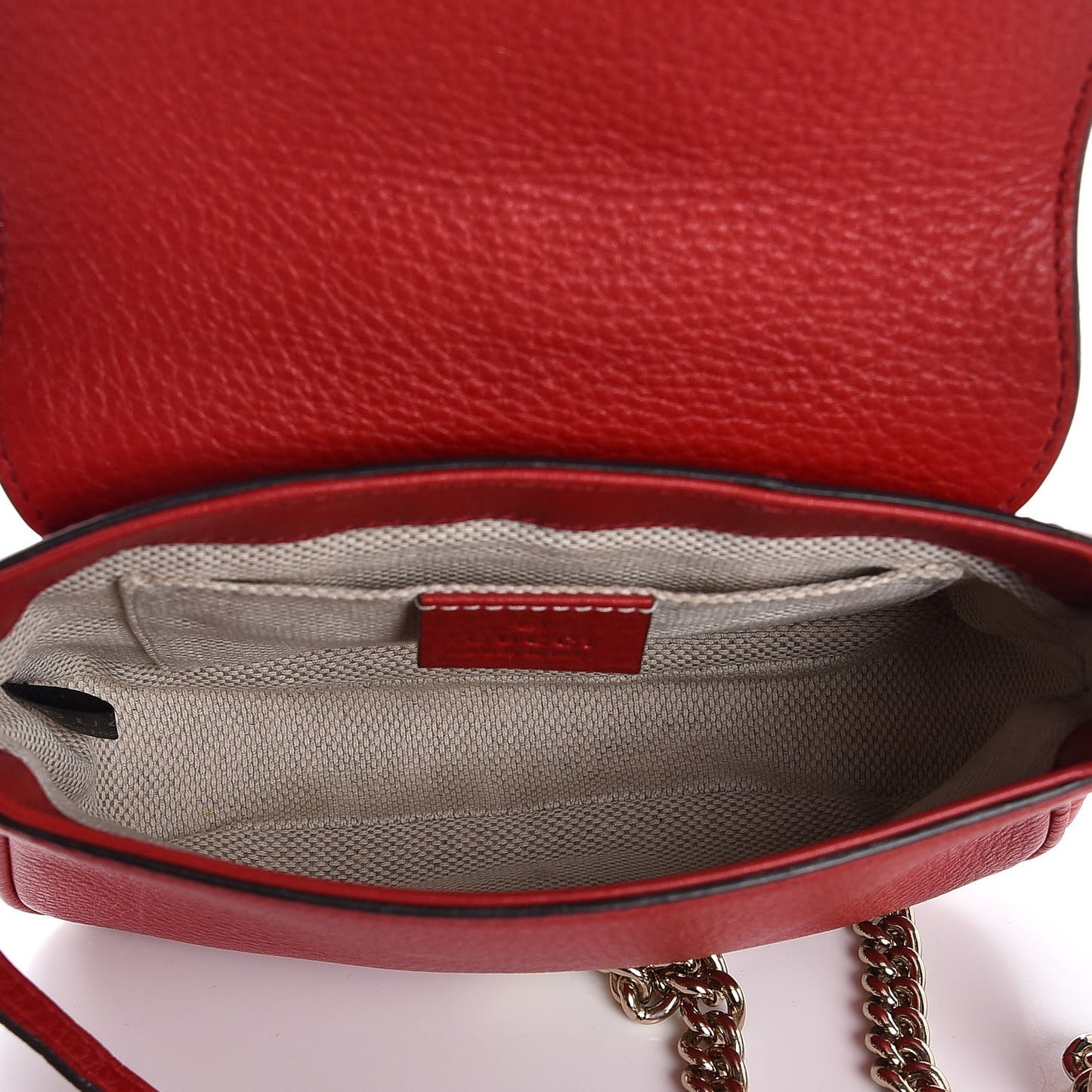 Pebbled Calfskin Small Soho Flap Crossbody Red