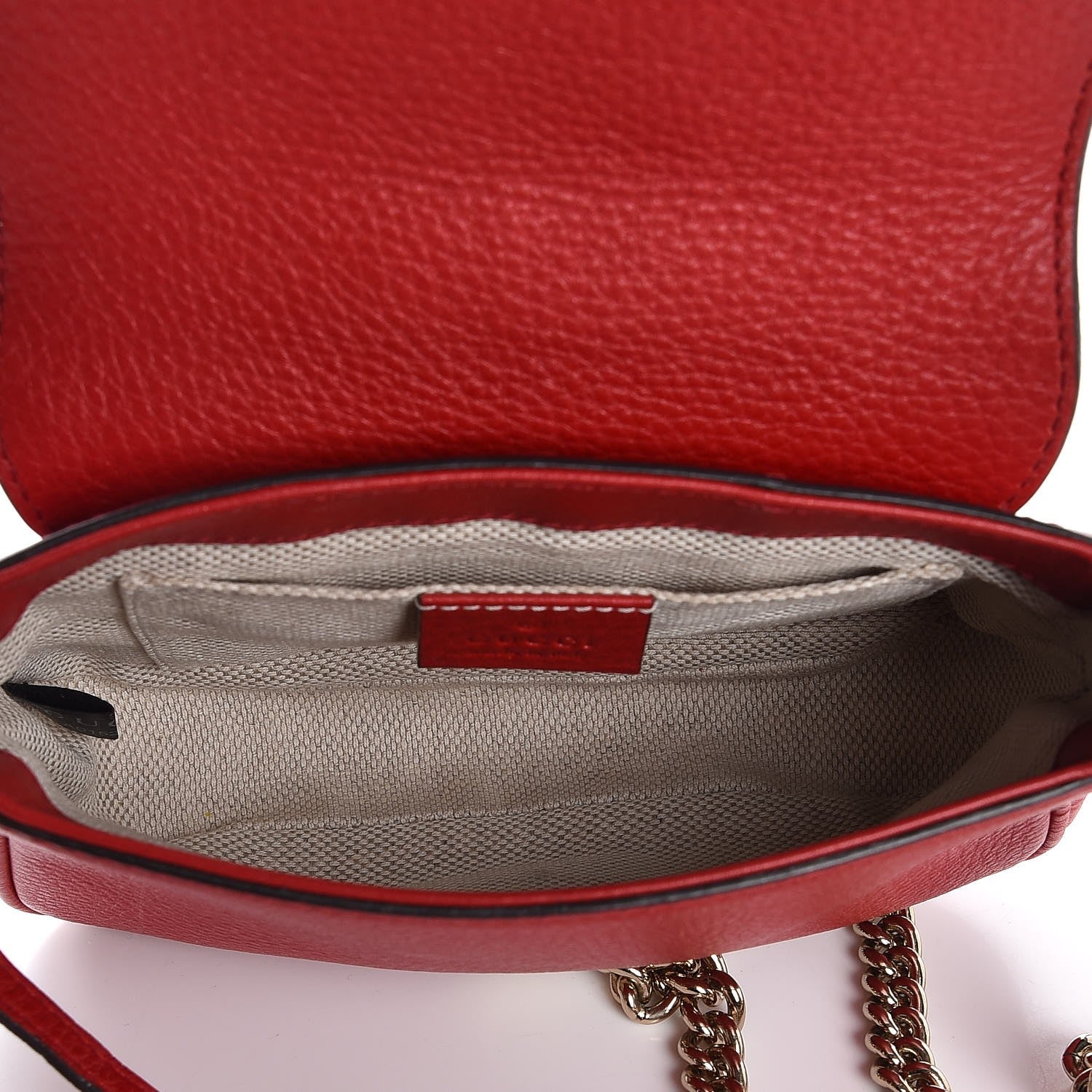 Gucci Pebbled Calfskin Small Soho Flap Crossbody Red 5 of 7