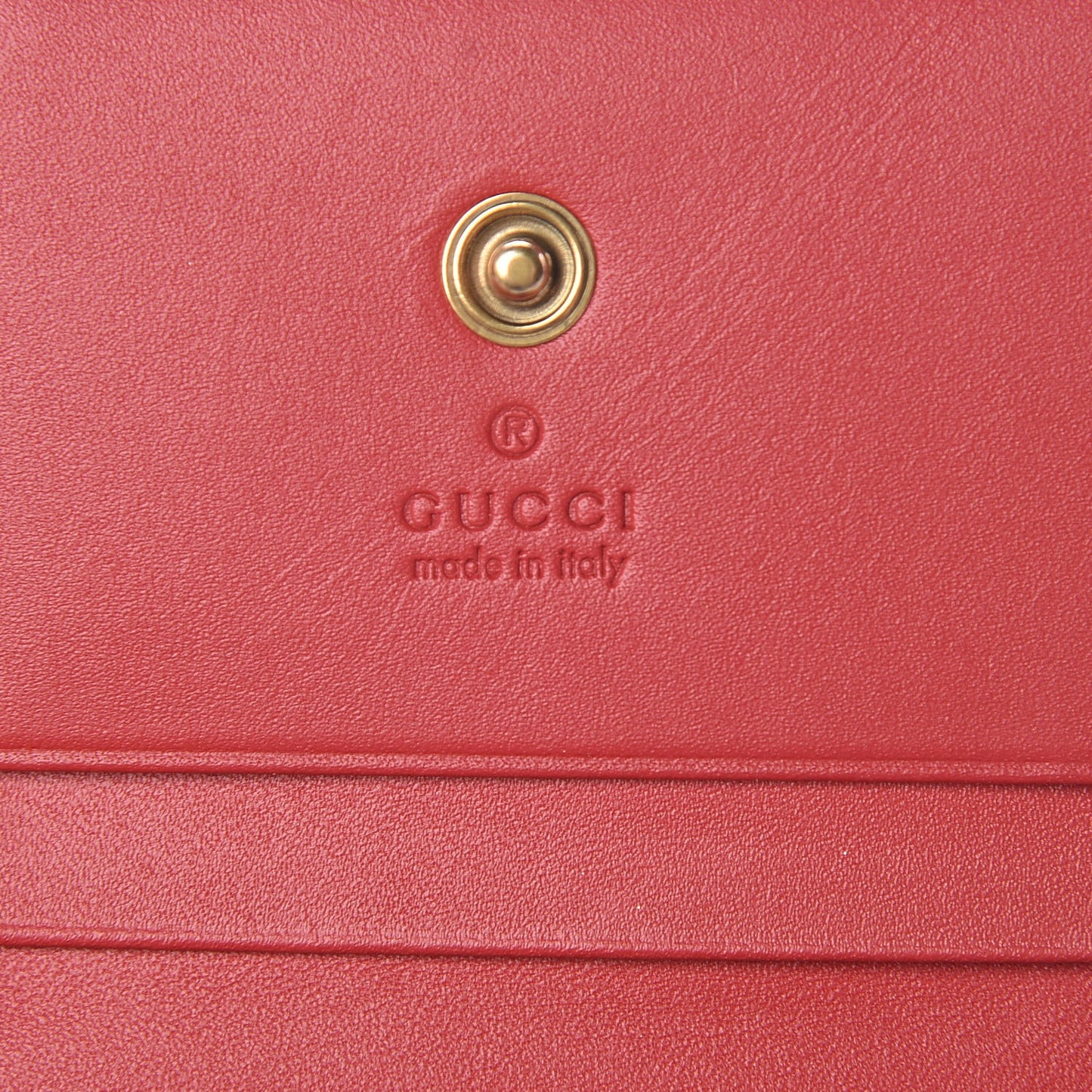 GG Supreme Monogram Cherry Embellished Card Case Wallet Hibiscus Red