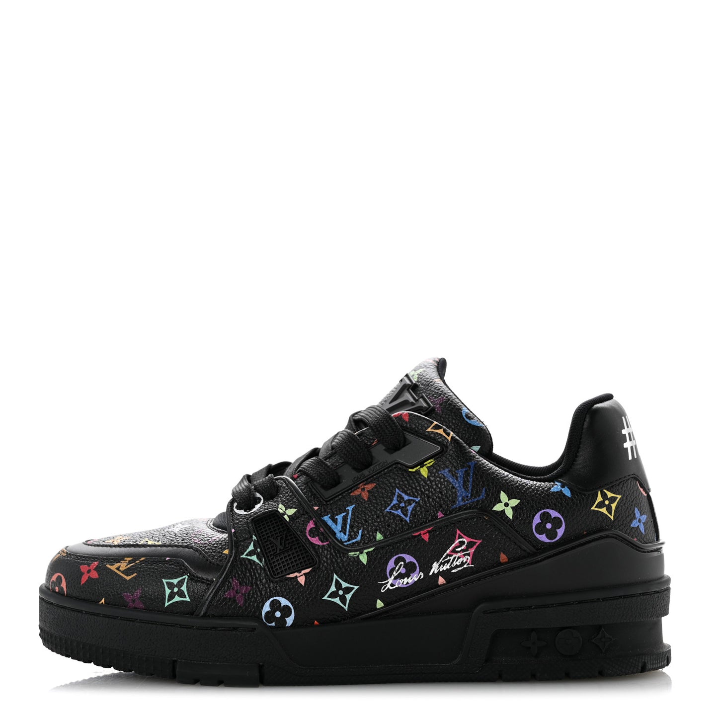 LV X TM Calfskin Monogram Multicolor Womens LV Trainer Sneakers 37.5 Black