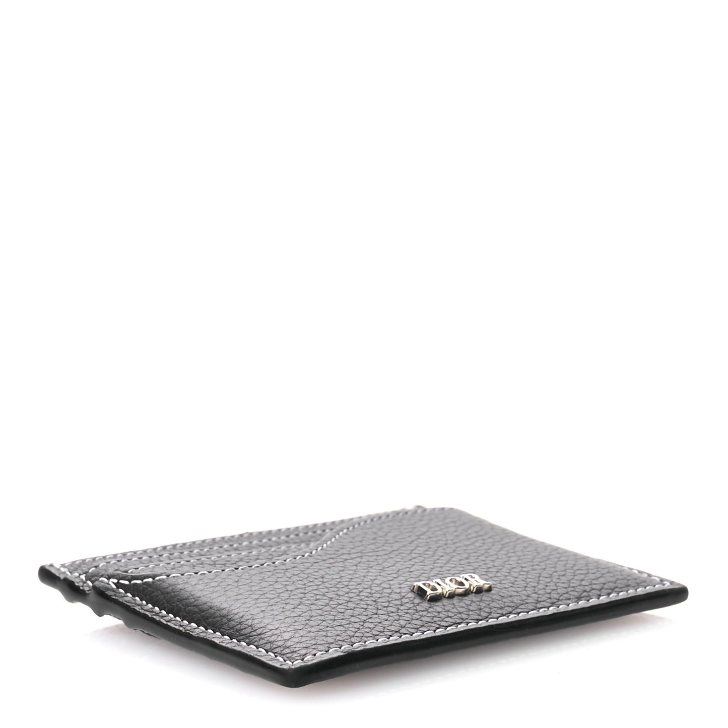 Grained Calfskin Saddle Card Holder Black