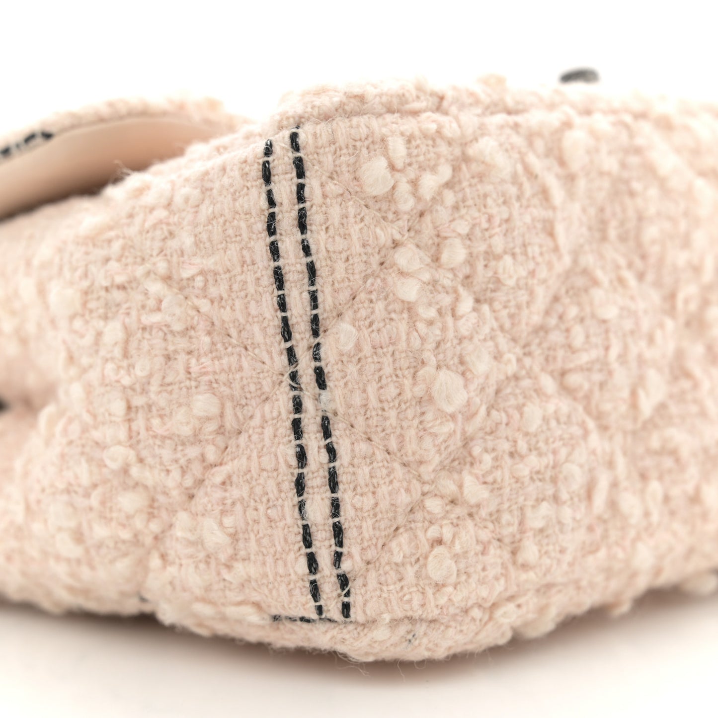 Tweed Quilted Mini Rectangular Flap Light Pink Black