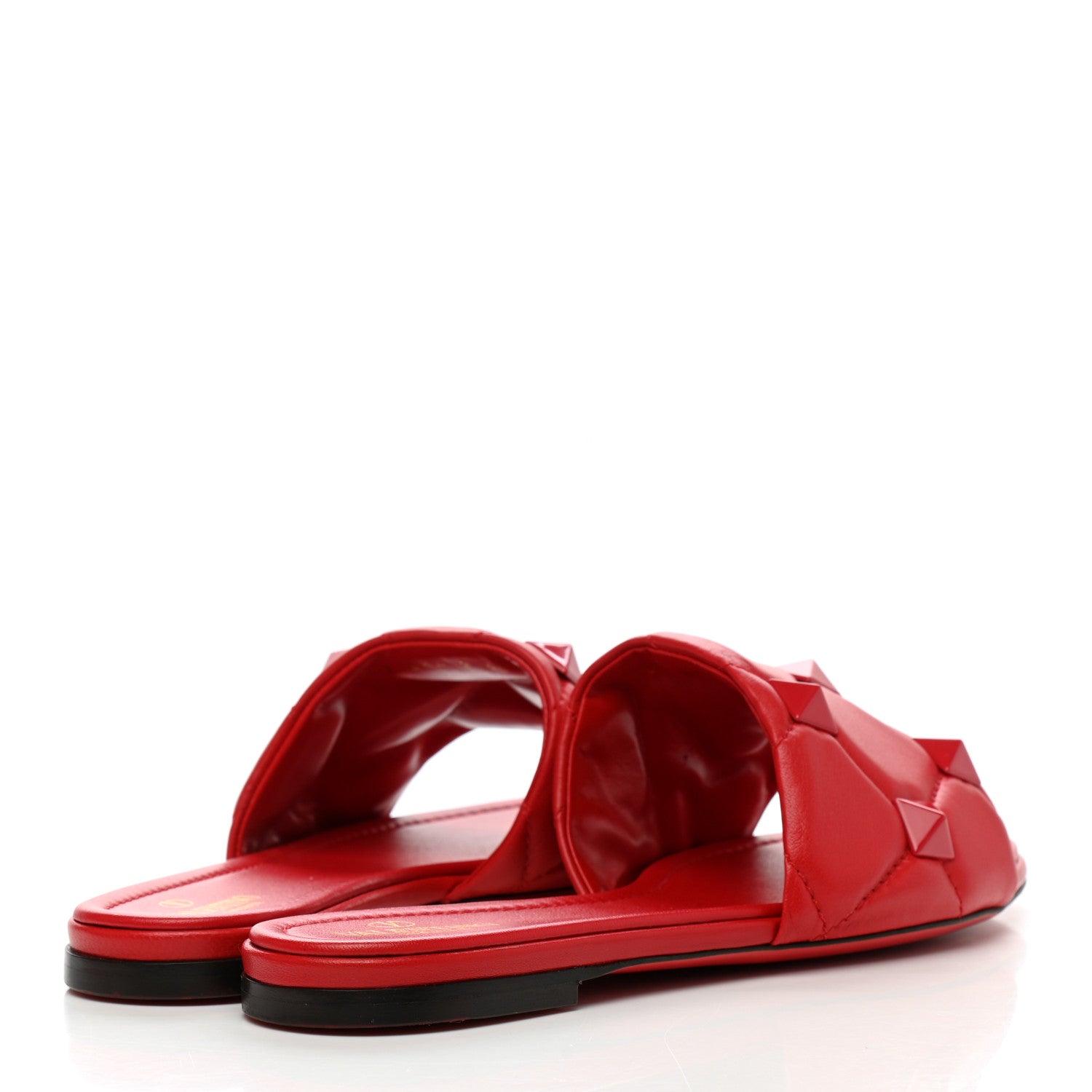 Valentino Garavani Nappa Monochrome Roman Stud Flat Slide Sandals 40 Rouge Pur 4 of 9