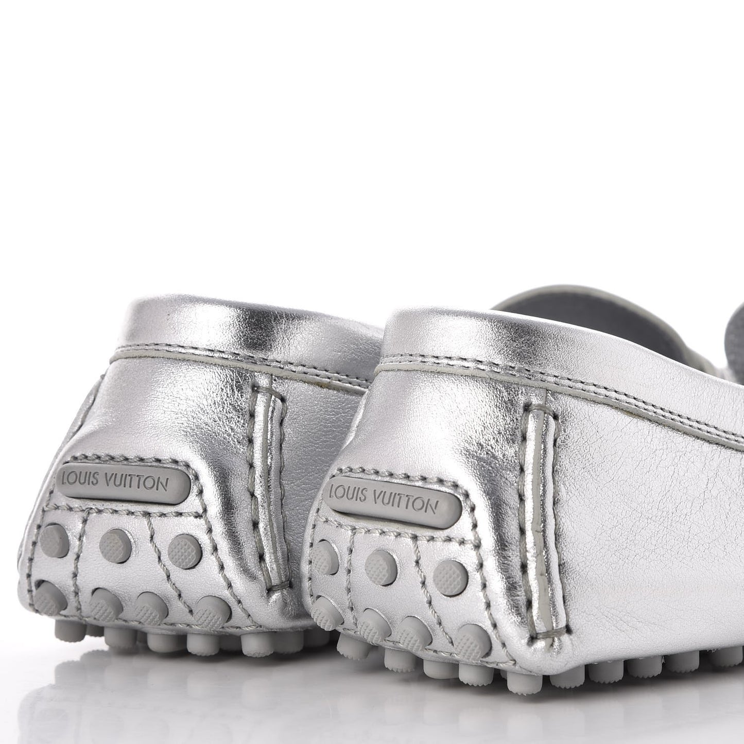 Metallic Calfskin Lombok Mocassin Loafer 38.5 Silver