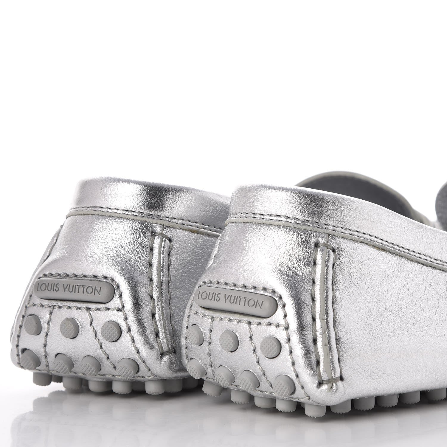 Louis Vuitton Metallic Calfskin Lombok Mocassin Loafer 38.5 Silver 11 of 14