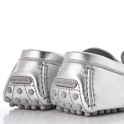 Louis Vuitton Metallic Calfskin Lombok Mocassin Loafer 38.5 Silver 11 of 14