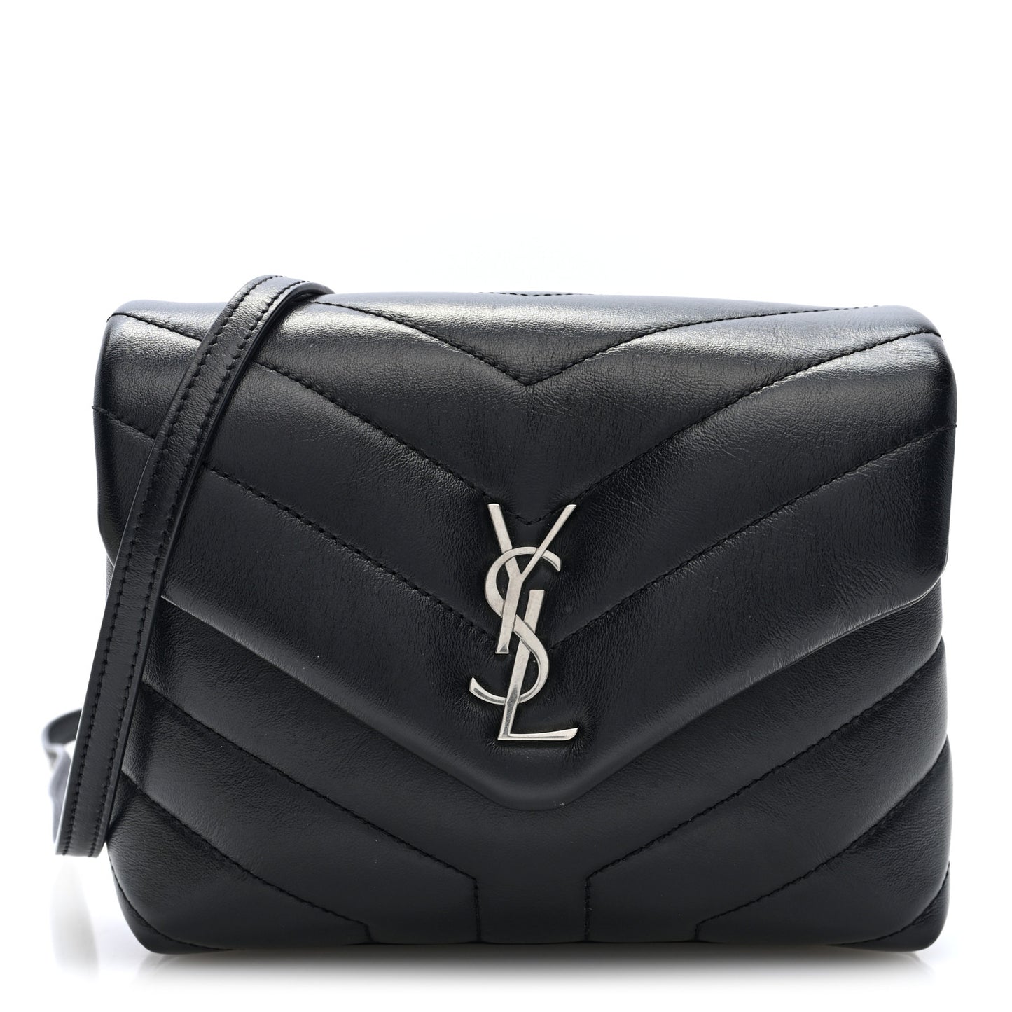 Calfskin Y Quilted Monogram Toy Loulou Crossbody Bag Black