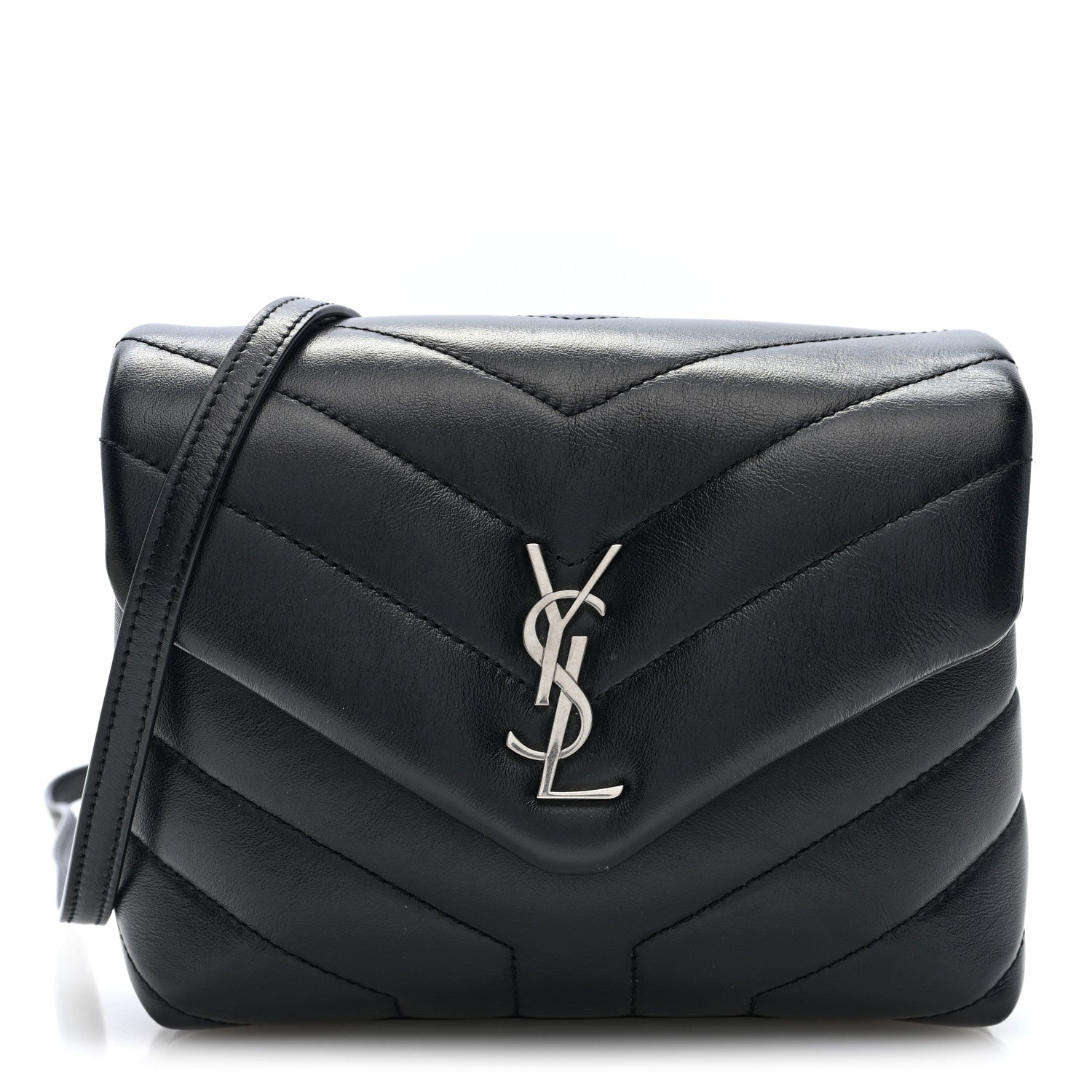 Saint Laurent Calfskin Y Quilted Monogram Toy Loulou Crossbody Bag Black 1 of 9