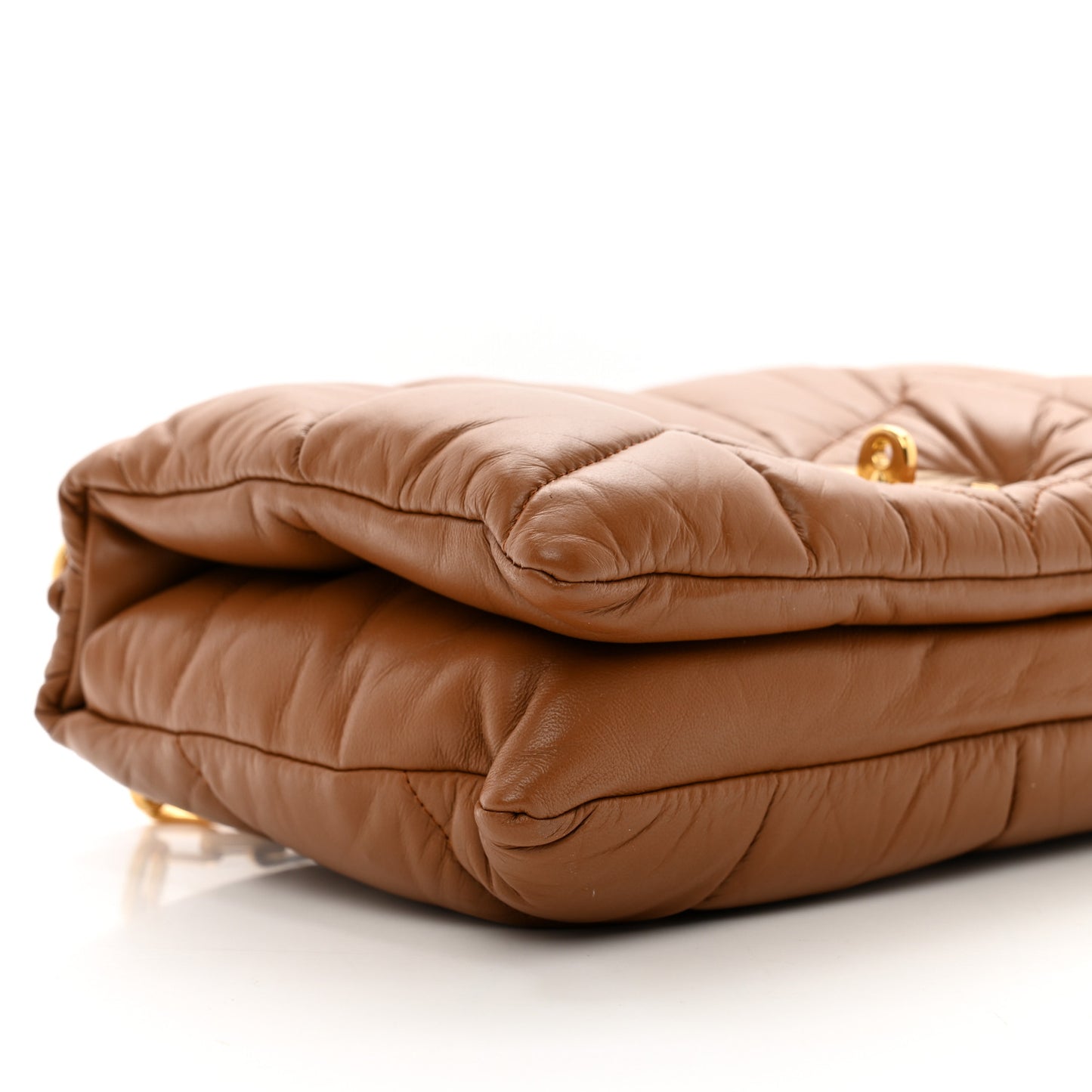 Nappa Pillow Quilted Little Softie Bag Tobacco Brown