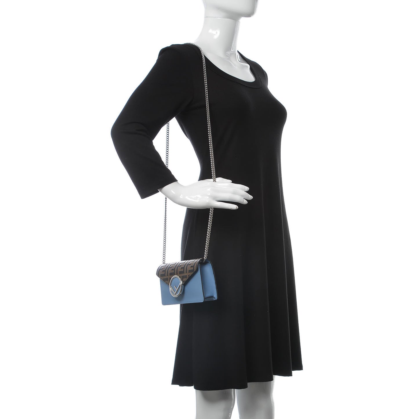 Vitello Liberty F is Fendi Bi-Color FF 1974 Embossed Envelope Belt Bag Maya Black Nebula