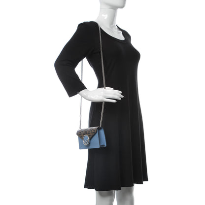 Fendi Vitello Liberty F is Fendi Bi-Color FF 1974 Embossed Envelope Belt Bag Maya Black Nebula 2 of 9