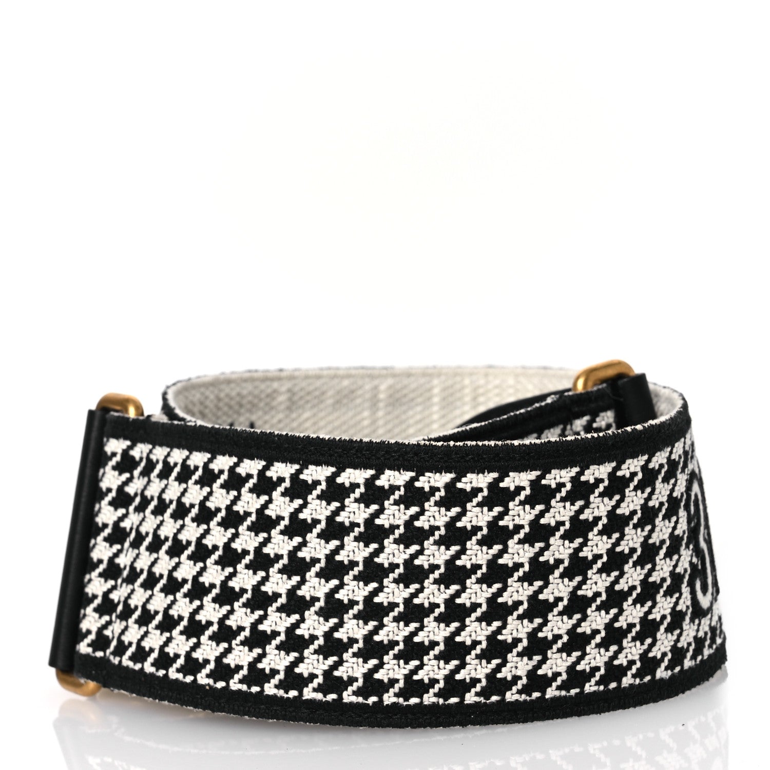 Christian Dior Canvas Houndstooth Embroidered 30 Montaigne Shoulder Strap Black White 2 of 4