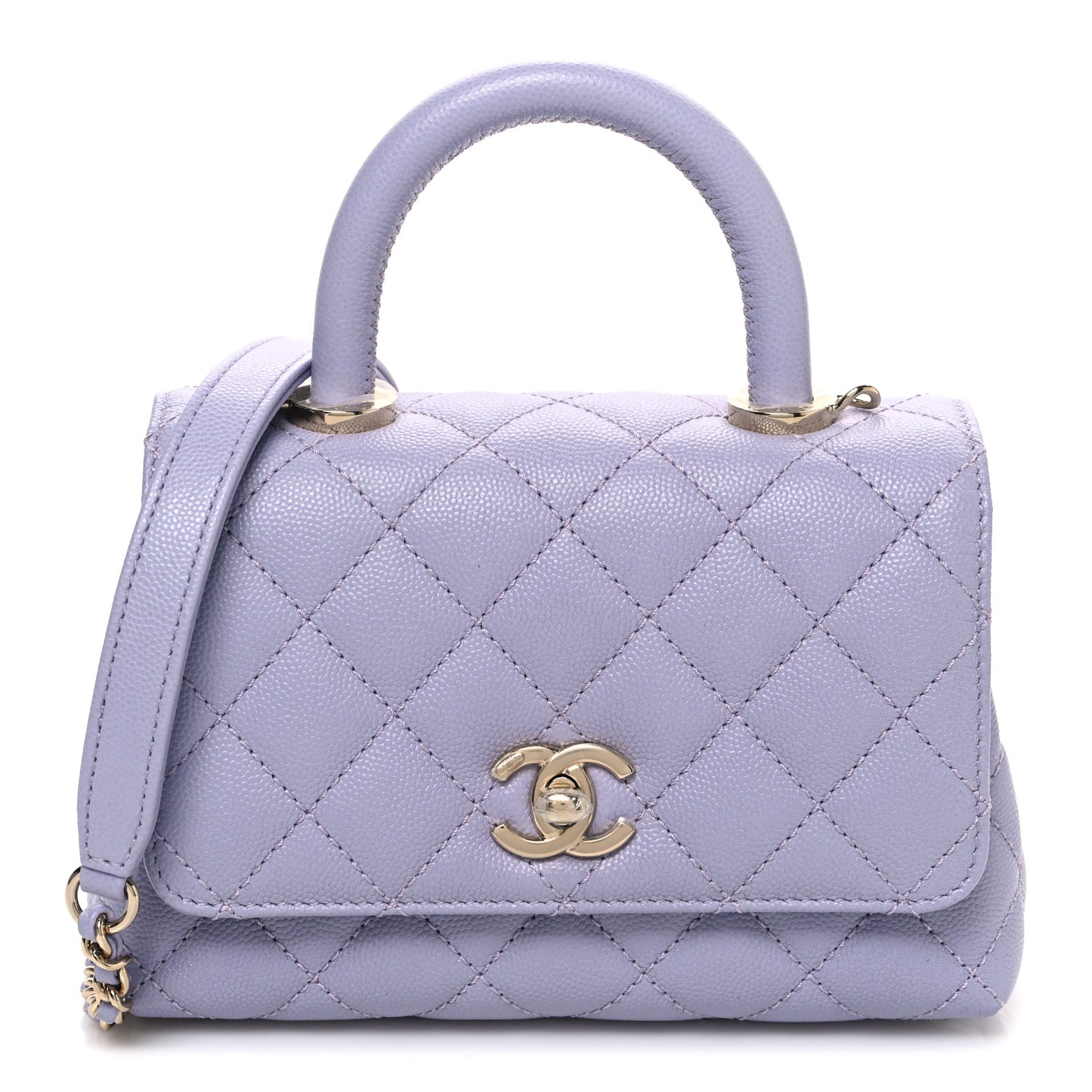 Caviar Quilted Extra Mini Coco Handle Flap Light Purple